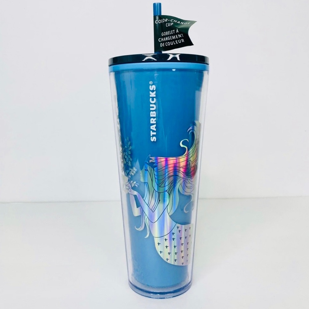 🧜🏼‍♀️NEW🌊 Starbucks 2021 Holiday Blue Color Changing Mermaid Siren Tumbler